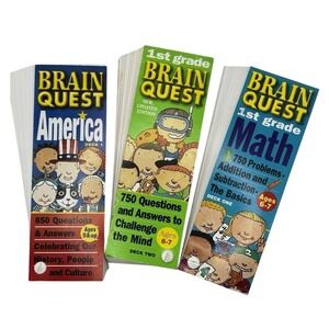 Brain Quest Card Decks Lot of 3 - 1st Grade Math, America History, 1st Grade Gen